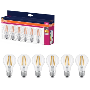   Osram E27 LED 7W, 806 lm, 2700 K, melegfehér, áttetsző üveg-60 W normál izzó helyett, 6 darabos - Value Classic A filament