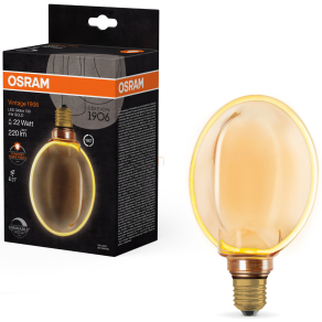   Osram E27 LED 4W, 220 lm, 1800 K, candlelight, dimmelhető, arany színű színű üveg-20 W izzó helyett - Vintage 1906 DIM Classic Globe130 Gold filament
