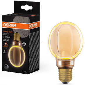   Osram E27 LED 4W, 220 lm, 1800 K, candlelight, dimmelhető, arany színű színű üveg-20 W izzó helyett - Vintage 1906 DIM Classic Globe Gold filament