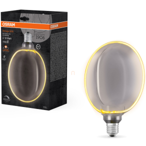   Osram E27 LED 4W, 110 lm, 1800 K, candlelight, dimmelhető, füstszínű üveg-10 W izzó helyett - Vintage 1906 DIM Classic Globe183 Smoke filament