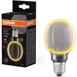   Osram E27 LED 4W, 110 lm, 1800 K, candlelight, dimmelhető, füstszínű üveg-10 W izzó helyett - Vintage 1906 DIM Classic Globe80 Smoke filament