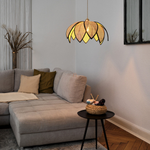   Rattan függesztett lámpa, lótusz virág formájú, 48 cm - Osram Decor Rattan Lotus, 1xE27 foglalattal, 220-240 V