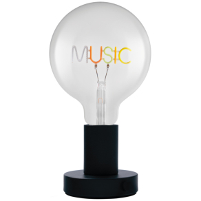   Osram Vintage 1906 Letter Table – Asztali lámpa fekete fém/üveg kivitelben, E27 foglalattal, neon "MUSIC" feliratos dekoratív izzóval, 1,2W, 80lm