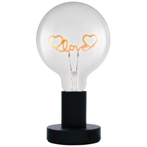   Osram 1906 Letter Table Love - Vintage asztali lámpa E27 foglalattal, neon színű LED-es "Love" felirattal, 1,2W, 1200K, fekete fém és üveg
