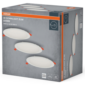   Osram LED spot and downlight recess slim – Karcsú süllyesztett mennyezeti LED lámpa 225mm 4000K, 2000lm, 22W, IP20, fehér