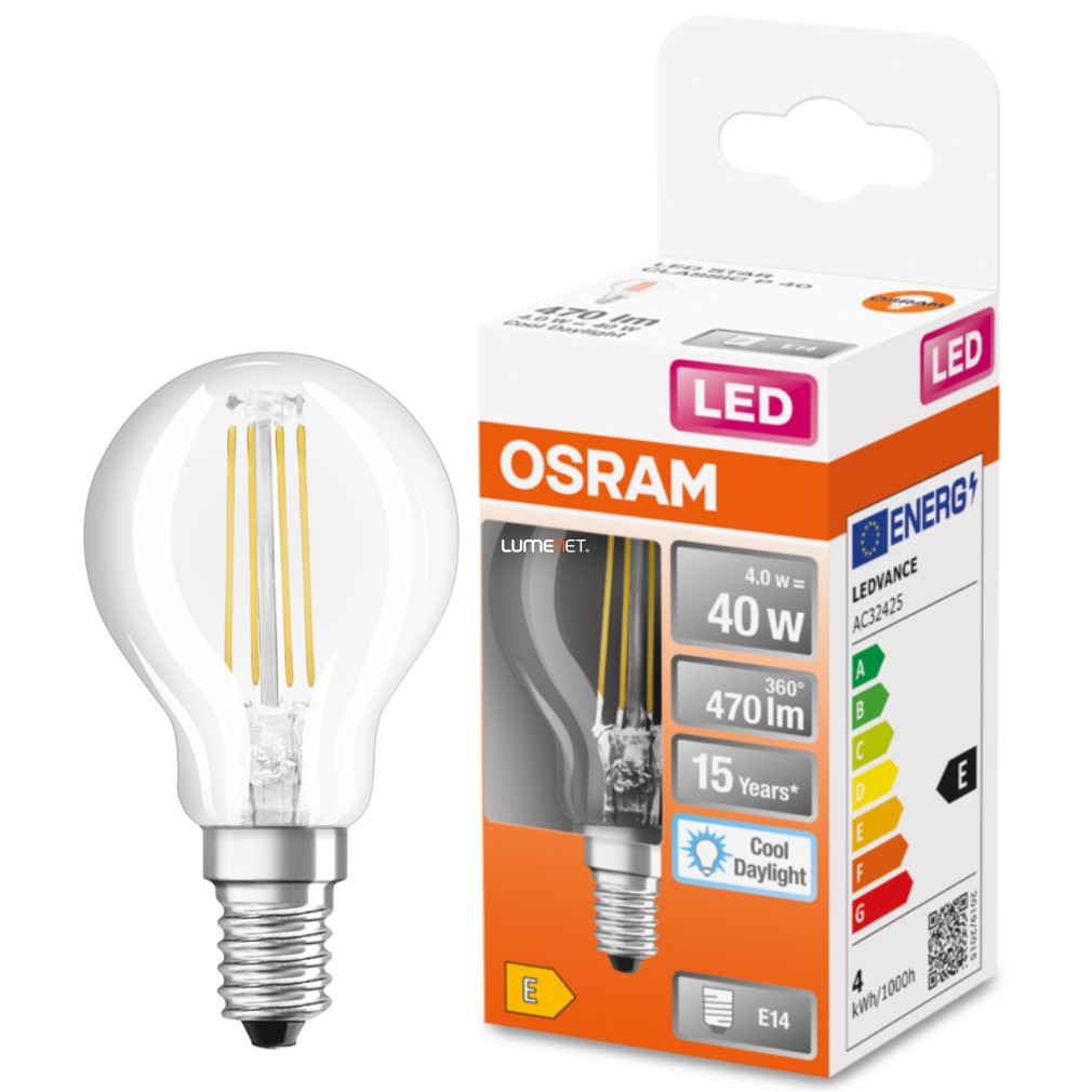 Osram E14 LED Star kisgömb 4W 470lm 6500K daylight 300° - 40W izzó helyett
