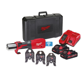   Milwaukee M18 ONEBLHPT-302C V-SET M18 Force Logic szénkefe nélküli présgép ONE-KEY technológiával 2 x 3.0 Ah akku, gyorstöltő, 3féle préspofával, kofferrel 4933478308