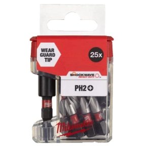   Milwaukee bitkészlet PH2 25mm bittartóval 26 darabos (4932479856)
