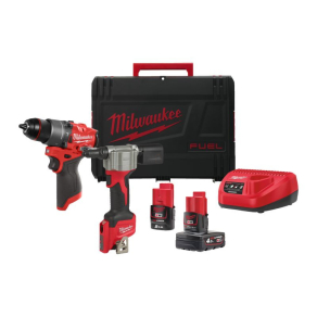   Milwaukee M12 FPP2D2-422X M12 Fuel erőcsomag 4933480593 Tartalma: 1 x FPD2 szuperkompakt ütvefúró-csavarozó, 1 x BPRT szuperkompakt popszegecselő, 1 x 5.0 Ah akku, 1 x 2.0 Ah akku, töltő, koffer