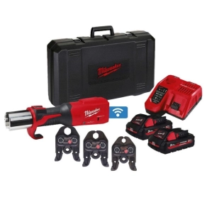   Milwaukee M18 ONEBLHPT-302C M18 Force Logic szénkefe nélküli présgép ONE-KEY funkcióval 2 x 3.0 Ah akku, gyorstöltő, 3féle préspofa, kofferrel 4933480904