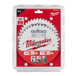   Milwaukee körfűrészlap 165 x 20 x 40T (2 db/cs) 4932492433