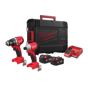   Milwaukee M18 BLCPP2B-502C kompakt szénkefe nélküli erőcsomag (1xBLDDRC fúrócsavarozó, 1xBLIDRC 1/4 HEX ütvecsavarozó, 2x5.0 Ah akkumulátor, 1x intelligens töltő, kofferrel) 4933492837