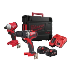   Milwaukee M18 BLPP2B3-502X szénkefe nélküli erőcsomag (1xBLIDRC 1/4 HEX ütvecsavarozó, 1XBLDD2 fúrócsavarozó, 2x5.0 Ah akkumulátor, 1x gyorstöltő, koffferrel) 4933492846