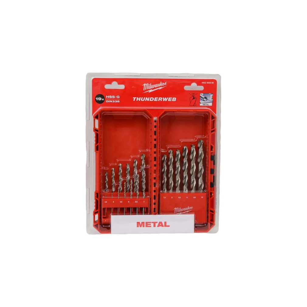 Milwaukee Fém fúrók készlet HSS-G /1-10mm(19 részes) 4932493869