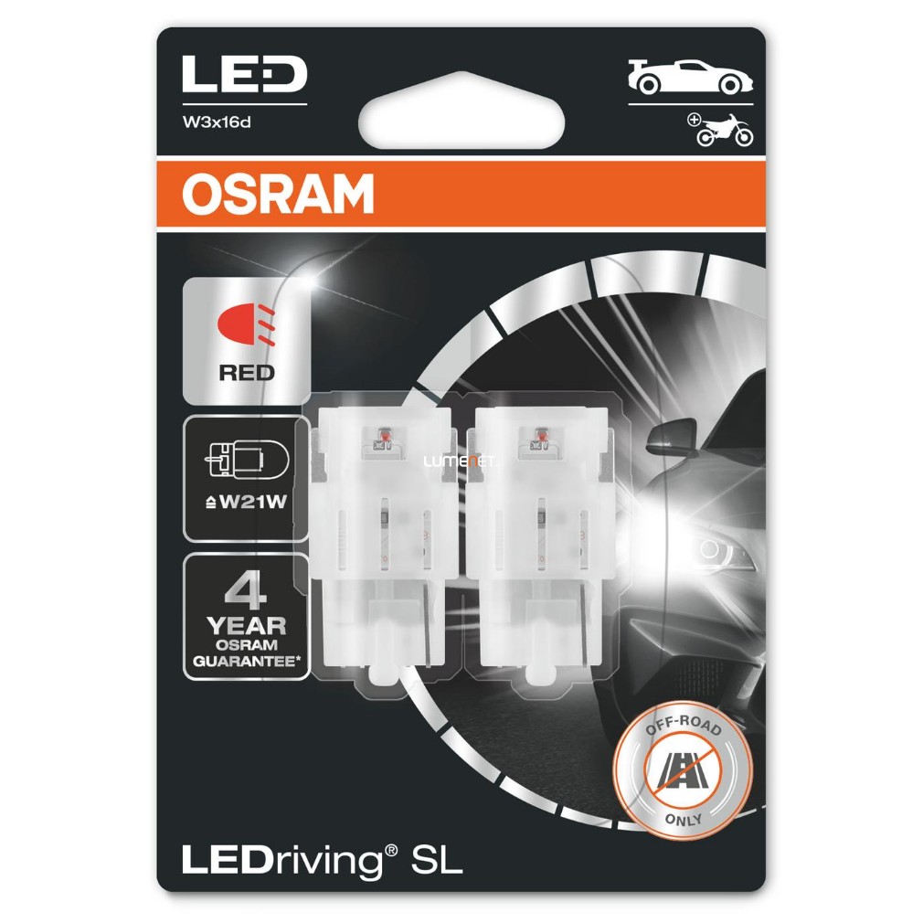Osram LEDriving SL 7505DRP-02B W3x16d Red W21W (7505) 2db/bliszter piros