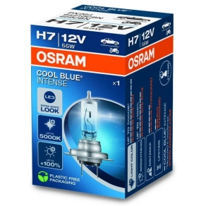   Osram Cool Blue® Intense (Next Gen) H7 halogén fényszórólámpa, akár 100%-kal nagyobb fényerő, LED-es megjelenés, extra fehér fény, 12V, 55W, akár 5000K, 64210CBN-HCB 1 darab/csomag