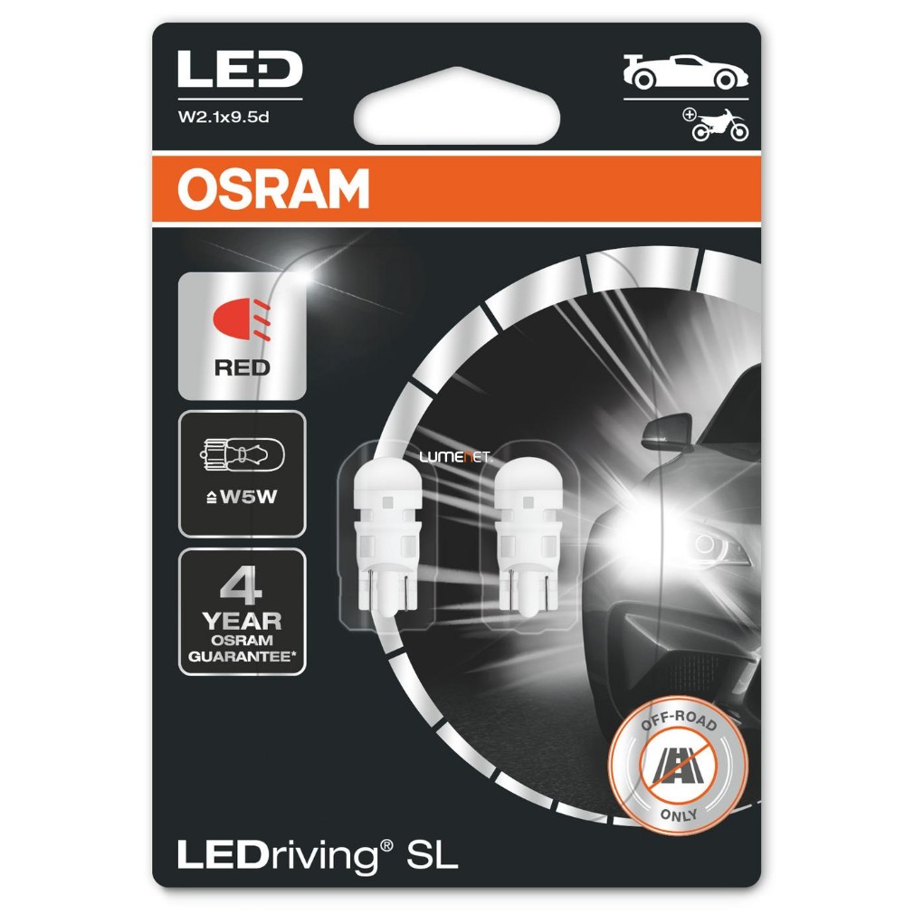 Osram LEDriving SL 2827DRP-02B, Red W5W 2db/bliszter piros