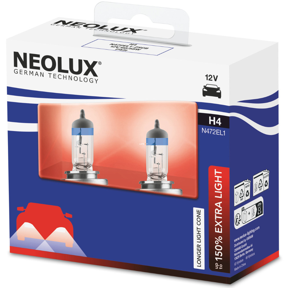 Neolux N472EL1 H4 Extra Light 150% Duo Box
