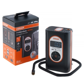   Osram Tyreinflate 4000 újratölthető vezeték nélküli akkumulátoros digitális kompresszor autókhoz, motorokhoz, kerékpárokhoz, 3,5 perces felfújási idővel, LED világítással és memóriafunkcióval, OTIR4000