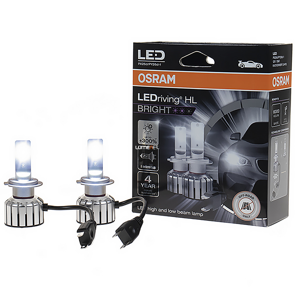 Osram LEDriving HL BRIGHT H7/H18 LED fényszóró lámpa +300%  2db/csomag