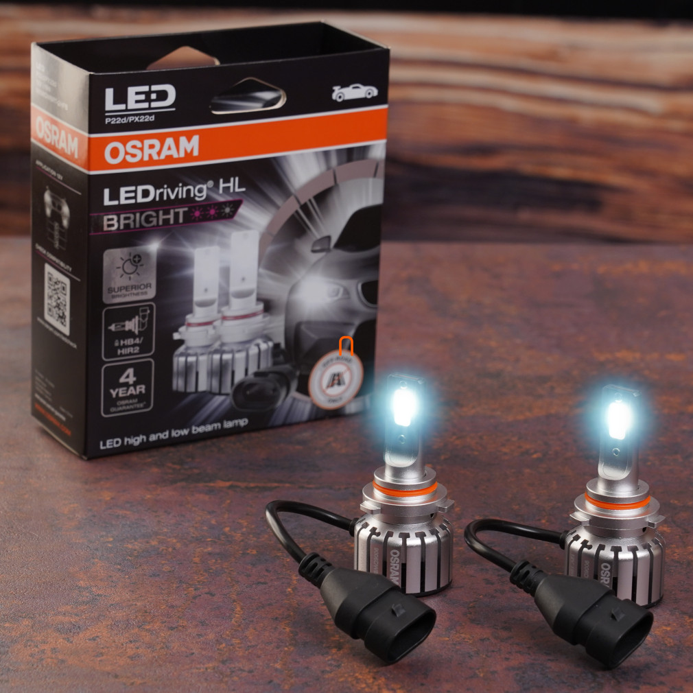 Osram LEDriving HL Bright +300% HB4/HIR2 LED autólámpa szett, +300% fényerő, 6000K színhőmérséklet, 1900 lumen, P22d foglalat, távolsági, tompított és ködlámpákhoz, 9006DWBRT-2HFB, 2db/csomag