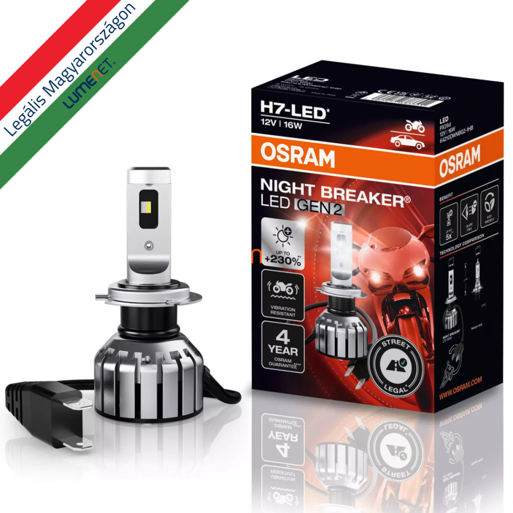 Legális Osram Night Breaker H7 LED +220%-GEN 2 motor LED, 1 darabos - Közlekedési Hatóság engedéllyel