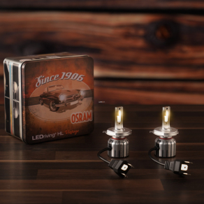   Osram LEDriving HL Vintage +300% H4/R2/H19 autós LED tompított, távolsági és ködlámpa szett, +300% fényerő, 2700K meleg fehér fény, 1400/1100 lumen fényáram, 64193DWVNT, 2 darab/csomag