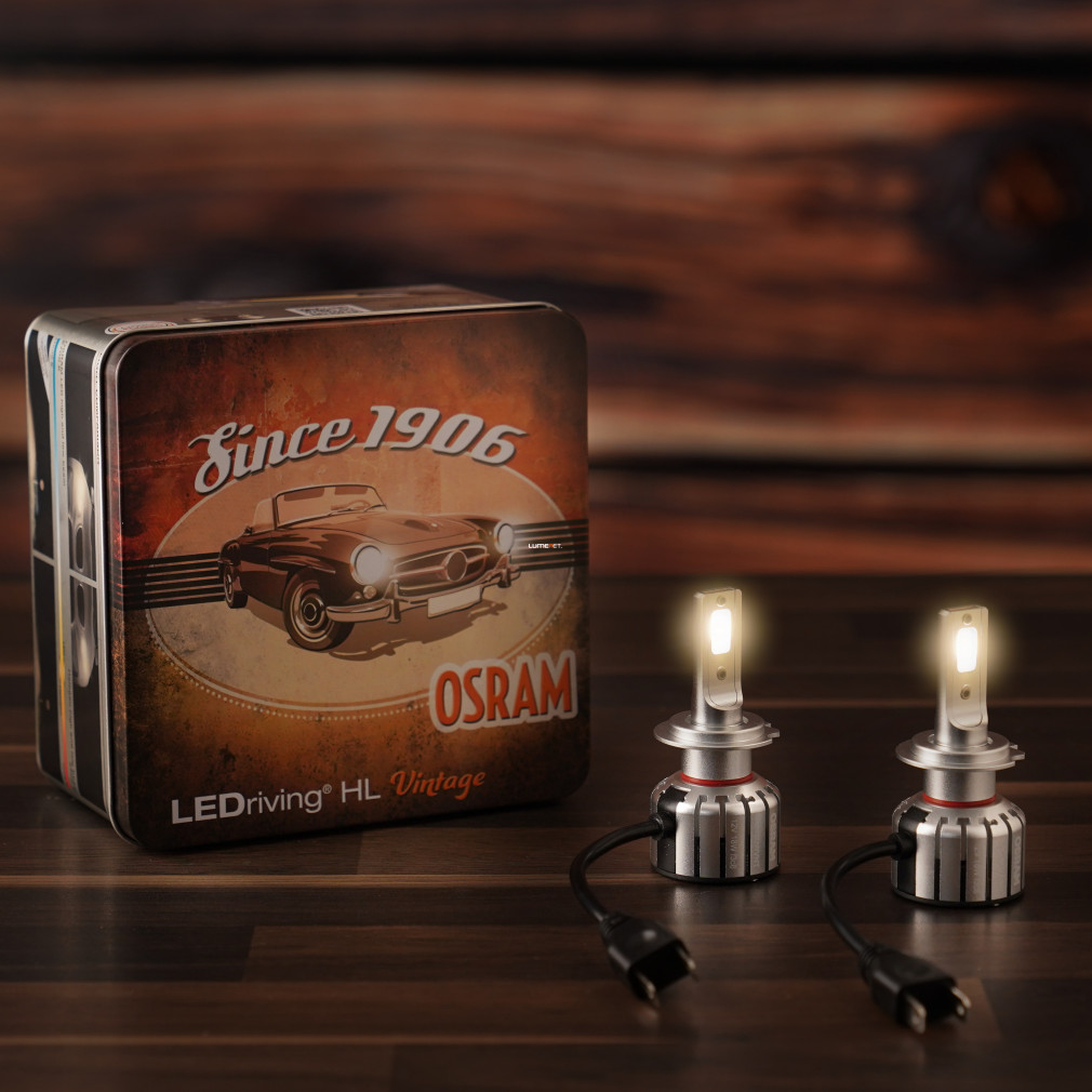 Osram LEDriving HL Vintage +300% H7/H18 autós LED tompított, távolsági és ködlámpa szett, +300% fényerő, 2700K meleg fehér fény, 1600 lumen fényáram, PX26d foglalat, 64210DWVNT, 2 darab/csomag