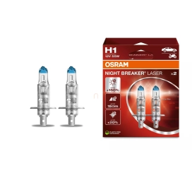   Osram Night Breaker Laser H1 halogén fényszórólámpa, 12 V, 55 W, 3400 K, P14.5s foglalat, akár +150% fényerő, 64150NL-2HB, 2db/csomag