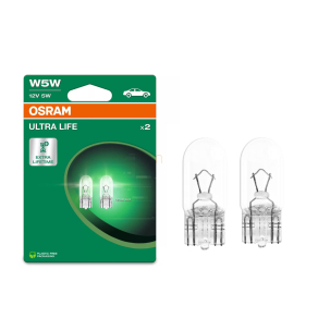   Osram Ultra Life W5W jelzőizzó, 12V, W2.1x9.5d foglalattal, 50 lumen fényáram, hosszú élettartamú, 2825ULT-2BL, 2db/bliszter