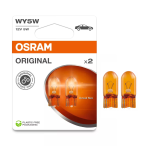   Osram Original Line WY5W jelzőizzó, 12V, 5W, 30 lumen, borostyánsárga fényű üvegfejes ék alakú foglalattal, 2827NA-2BL 2db/bliszter