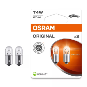   Osram Original Line T4W jelzőizzó, kompakt méret, hosszú élettartam, 12V, 4W, Ba9s foglalat, 35 lumen fényáram, autós alkalmazásra, 3893-2BL, 2db/bliszter
