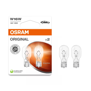   Osram Original Line W16W jelzőizzó, üvegfejes ék alakú foglalattal, 12V, 16W, 310 lumen fényáram, sokoldalú autós alkalmazásra, 921-2BL, 2db/bliszter