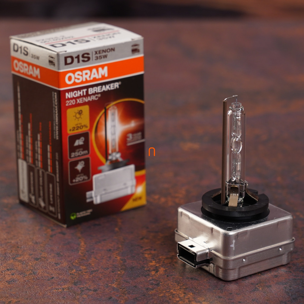 Osram Xenarc Night Breaker +220% D1S xenon fényszórólámpa, akár 220% fényerő, 3200 lumen, 4500 K, 250 méteres fénykéve, 66140XN2, 1 darab/doboz