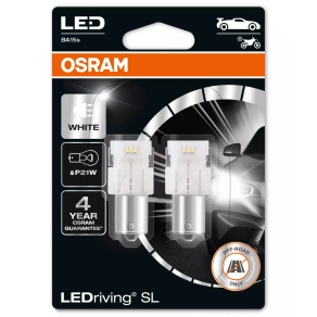   Osram LEDriving SL P21W LED jelző- és irányjelző lámpa, 6000 K hidegfehér fény, BA15s foglalat, 160 lumen fényáram, 7506DWP-2BL,  2db/bliszter