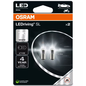   Osram LEDriving SL T4W hideg fehér LED BA9s foglalattal, ≙ T4W, jelzőlámpákhoz, irányjelzőkhöz és beltéri világításhoz, 3893DWP-2BL, 2db/bliszter