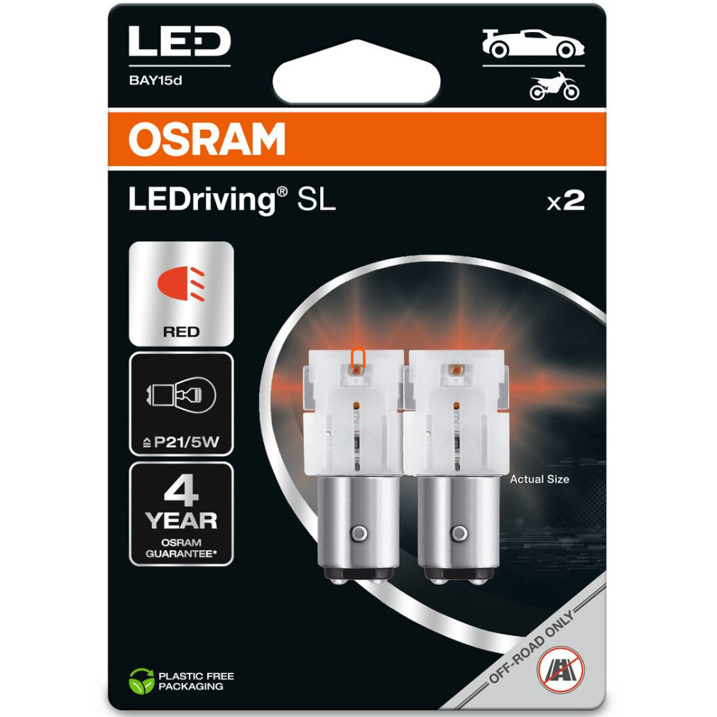 Bontott csomagolású Osram LEDriving SL 7528DRP-02B P21/5W 12V 1,7W piros 2db/bliszter