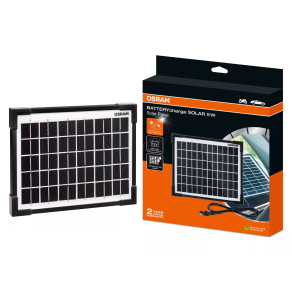   Osram BatteryCharge Solar 5W, napelemes akkumulátor töltő és karbantartó 12V járművekhez, IP65 vízállóság, fordított polaritás elleni védelemmel, OSP500