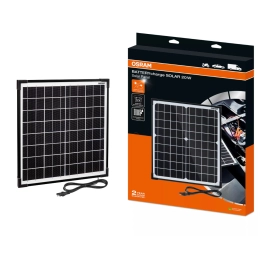   Osram BatteryCharge Solar 20W nagy teljesítményű napelemes akkumulátor töltő és karbantartó 12V járművekhez, IP65 kültéri védelemmel és fordított polaritás elleni védelemmel, OSP2000