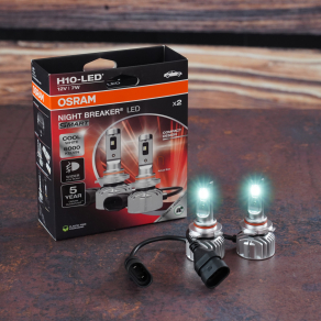   Osram Night Breaker LED Smart H10 ködlámpa LED szett, extra széles fénynyaláb, 6000K hidegfehér fény, akár 6-szor hosszabb élettartam, PY20d foglalat, 9145DWNBSM-2HB, 2db/csomag