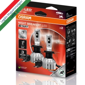   Legális Osram Night Breaker LED Start H7 +230% LED szett, Közlekedési Hatóság engedéllyel, 6000K színhőmérséklet, akár 230%-kal nagyobb fényerő, rezgésálló kialakítás, PX26d foglalat, 64210DWNBST-2HB, 2 darab/csomag