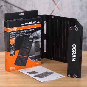   Osram BatteryCharge Solar 20W hordozható napelemes akkumulátor töltő 20W USB-A és USB-C töltés, OFSP20
