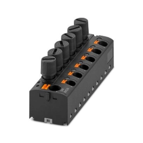   Elosztóblokk PTFIX  10/6X4-SILED 24 0,2-0,6mm2, fekete, 6,3A 24V NS 15, pattintós csatlakozás, 1172142