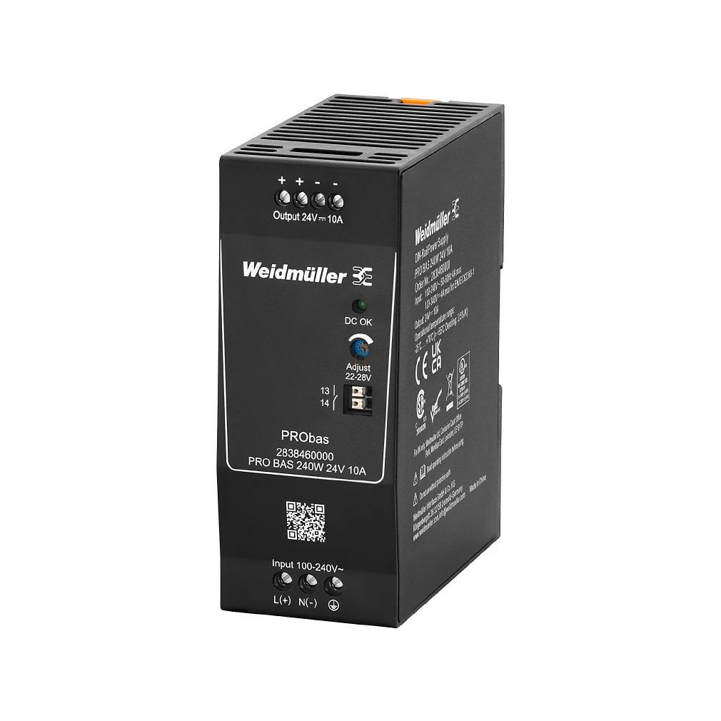 Tápegység 24VDC   240W Weidmüller PRO BAS 2838460000, 10A, DIN-sínre