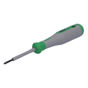 Wago 206-2130 VDE keresztcsavarhúzó, PZ0 x 60 mm, 1000 V-ig, szigetelt, kétkomponensű markolat, 1-es markolatméret (100 mm), zöld/szürke