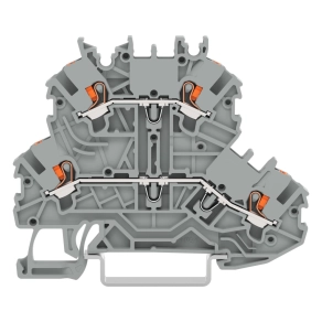 Wago 2200-2201 kétemeletes átmenő sorkapocs, nyomógombbal, L/L, jelölőtartó nélkül, 1 mm², Push-in CAGE CLAMP®, szürke