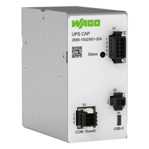 Wago 2685-1002/601-204 szuperkondenzátoros integrált DC UPS, 24 V DC, 4 A, 1,59 Wh, Modbus RS-485 kommunikáció, USB-C konfigurálás