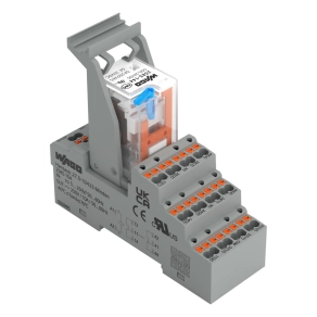 Wago 2585-344 relémodul, 24 V DC, 4 váltóérintkező, 5 A tartós határáram, kézi működtetés, reléaljzat és alaprelé készlet, sárga állapotjelzés, 31 mm széles
