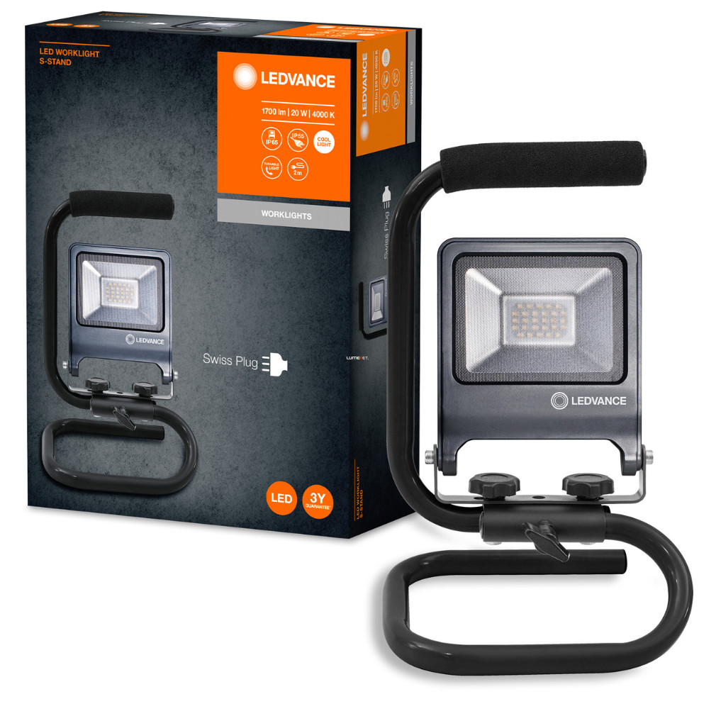 Ledvance hordozható LED reflektor 20 W, hidegfehér, szürke (Worklight S-Stand)