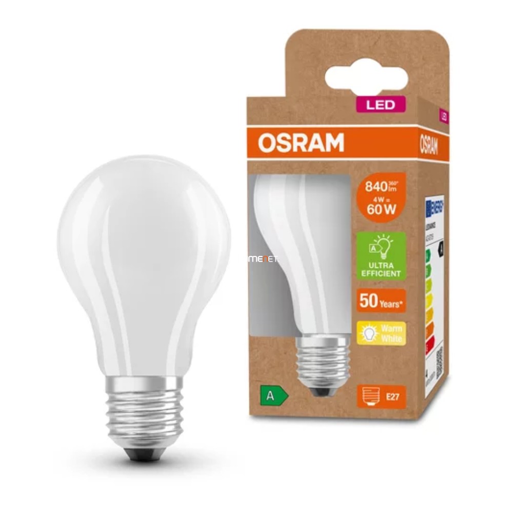 Osram E27 LED filament opál búrával, 3,8 W, 806 lm(Classic-A)